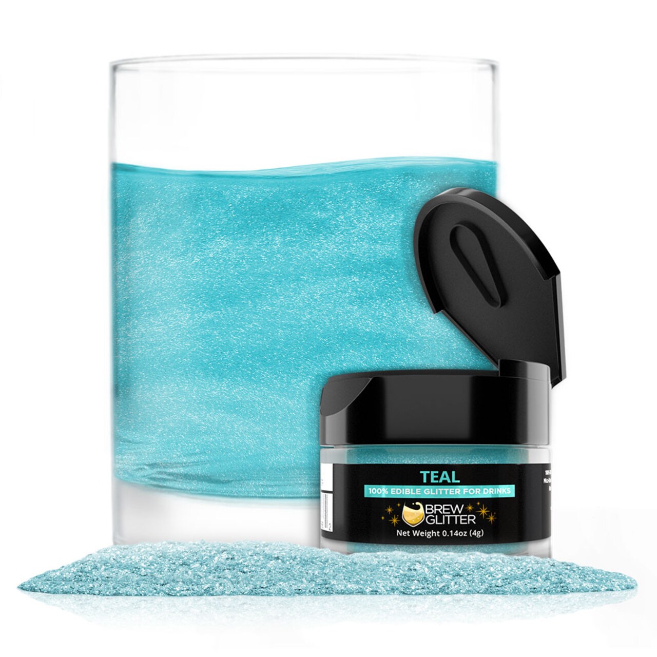 Brew Glitter - Teal Edible Drink Glitter (4g, x1 Flip-Cap Jar) for Beer, Cocktails and Beverages
